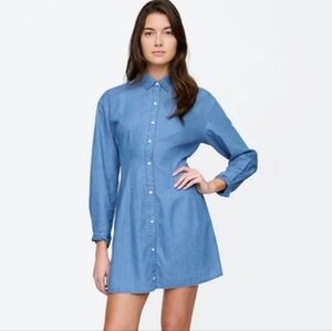 New GAP Soft Denim Poplin Mini Shirtdress Size M